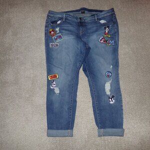 TORRID X DISNEY MICKEY MOUSE PATCH DISTRESSED JEANS SZ 22R